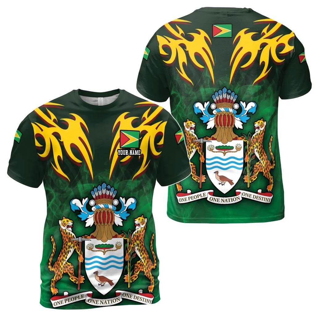 Fashion Guyana Flag Graphic T Shirts Maillot Football Summer Casual 3D Print Mens Sports Jersey Loose Quick Dry Breath Tees Tops