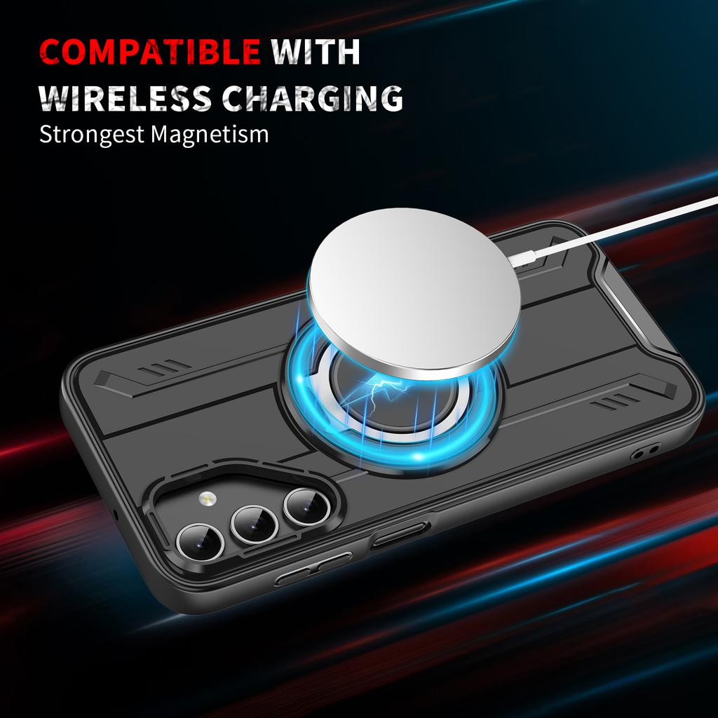 For Samsung Galaxy A55 5G Magnetic Case Rotating Ring Kickstand PC + TPU Shockproof Phone Cover