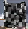 Black and White Vintage Patchwork Flannel Blanket Winter Thick Warm Sofa Throw Bedroom Living Room Decorative Blanket