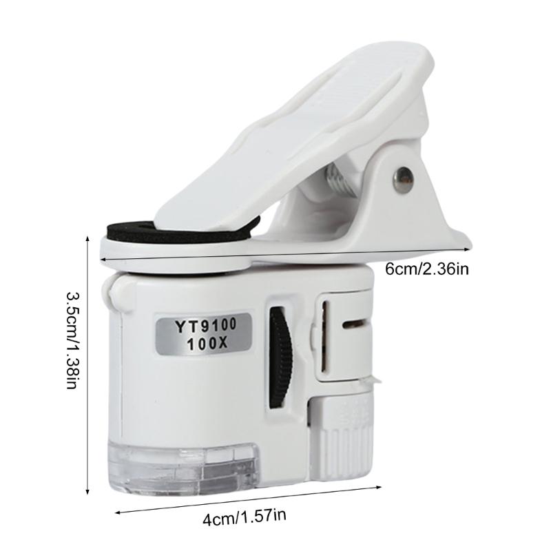 Easy Carry Mobile Phone Microscope Magnifier with LED Handheld Microscope Lens Easy Carrying for Universal Smartphones