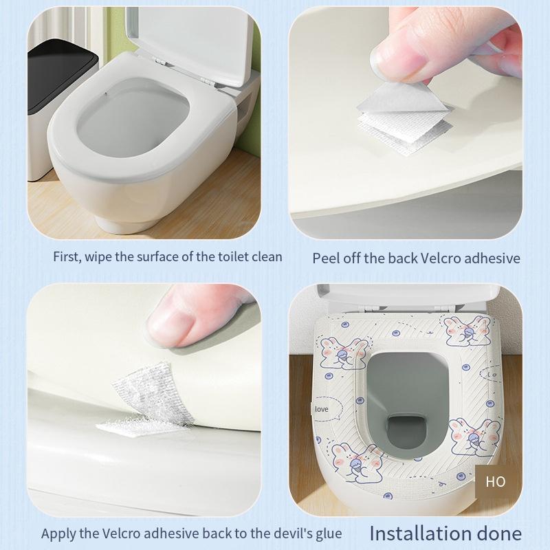 1 buc. Pernă de scaun de toaletă impermeabilă, Universală pentru vară și patru sezoane, Inel din spumă siliconică pentru toaletă, Capac de toaletă tip leave-in, de uz casnic, lavabil