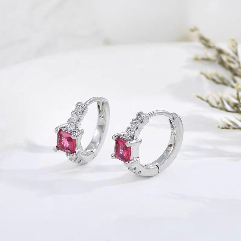 Elegante mehrfarbige Zirkon-besetzte Zuckerwürfel-Ohrringe für Damen