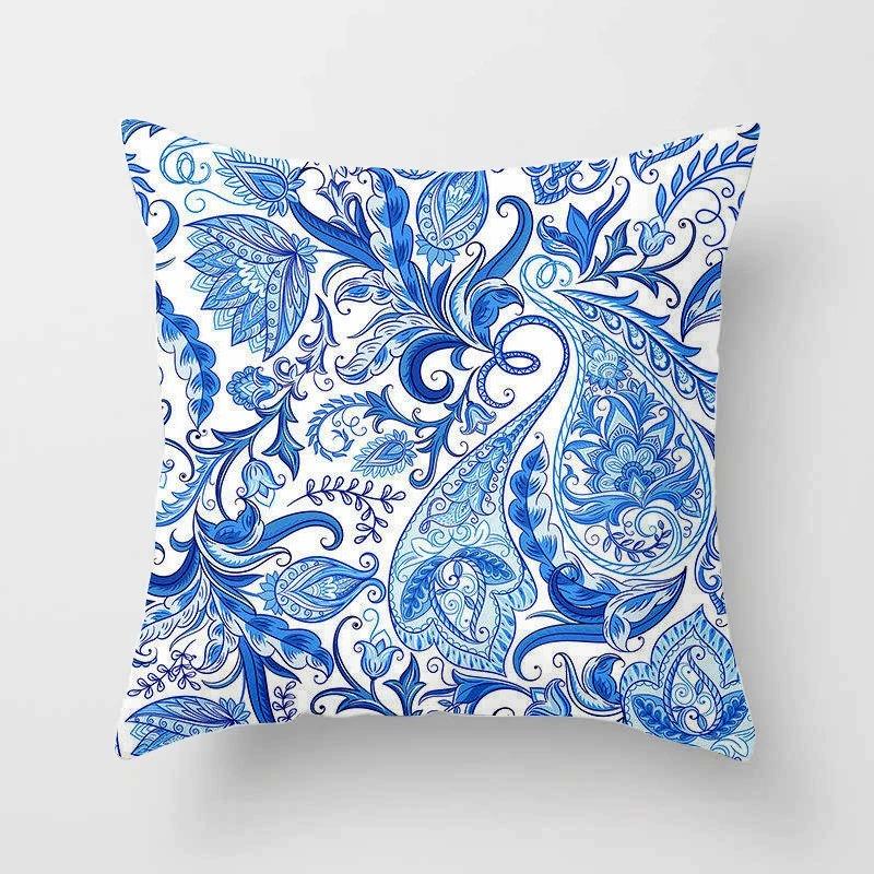 Office Living Room Home Pillowcase Luxury Geometric Blue Print Pillowcase Car Ornaments