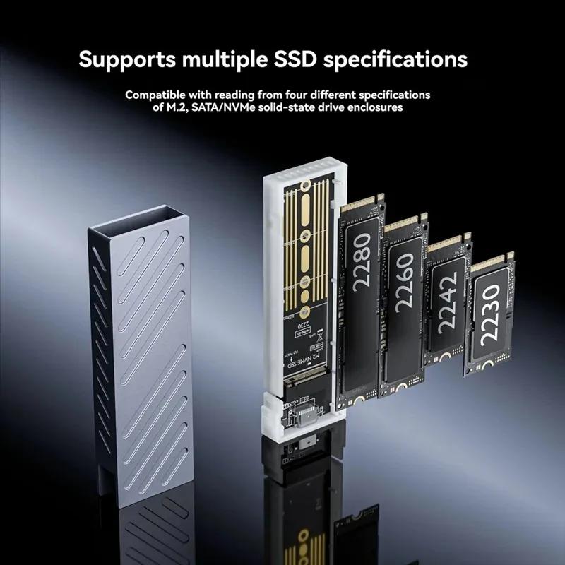M2 NVMe SSD Enclosure 10Gbps PCIe SSD Case RGB Portable Box USB C 3.2 Gen2 2230/42/60/80 External Adapter for M.2 M-Key SSD