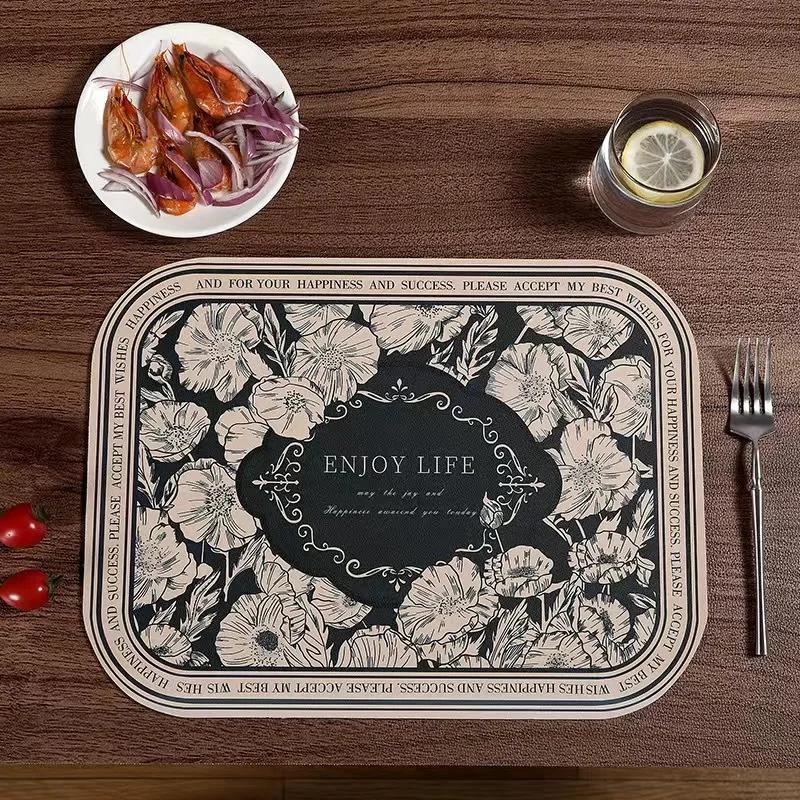 Nordic Luxury Leather Placemat Waterproof Oil-Resistant Heat-Resistant Table Mats Dining Plates Bowls 40x30cm 1pc