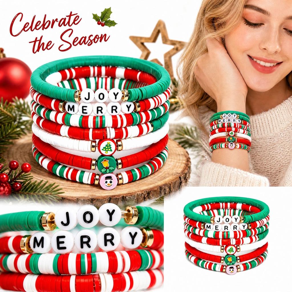 Christmas Bracelet Set for Women - Bangle and Chain Bracelet Gift for Holiday Party