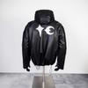 EastRogue American Retro PU Leather Star and Moon Patch Embroidery Zipper Jacket