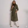 Stylish Women's Trench Coat Soft Fit Green Suede Real Lambskin Leather Handmade