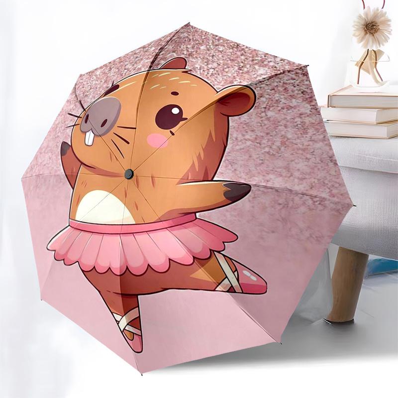 Reiseregenschirm mit Capybara-Motiv - 8 Rippen, Automatisches Öffnen und Schließen, Tragbares faltbares Design, Kompakter und stilvoller Schirm für unterwegs