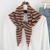 Versatile Knitted Triangle Hijab Warm Soft Triangular Scarf Striped Pattern Winter Neckerchief Winter Season Women Headscarf