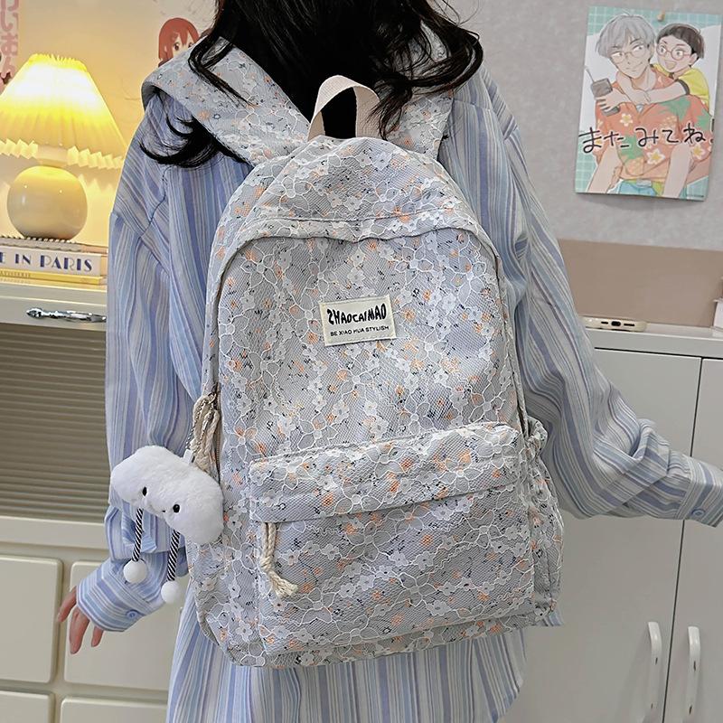 High-value schoolbag female college student small fresh floral backpack fashionable lightweight large-capacity high school travel backpack