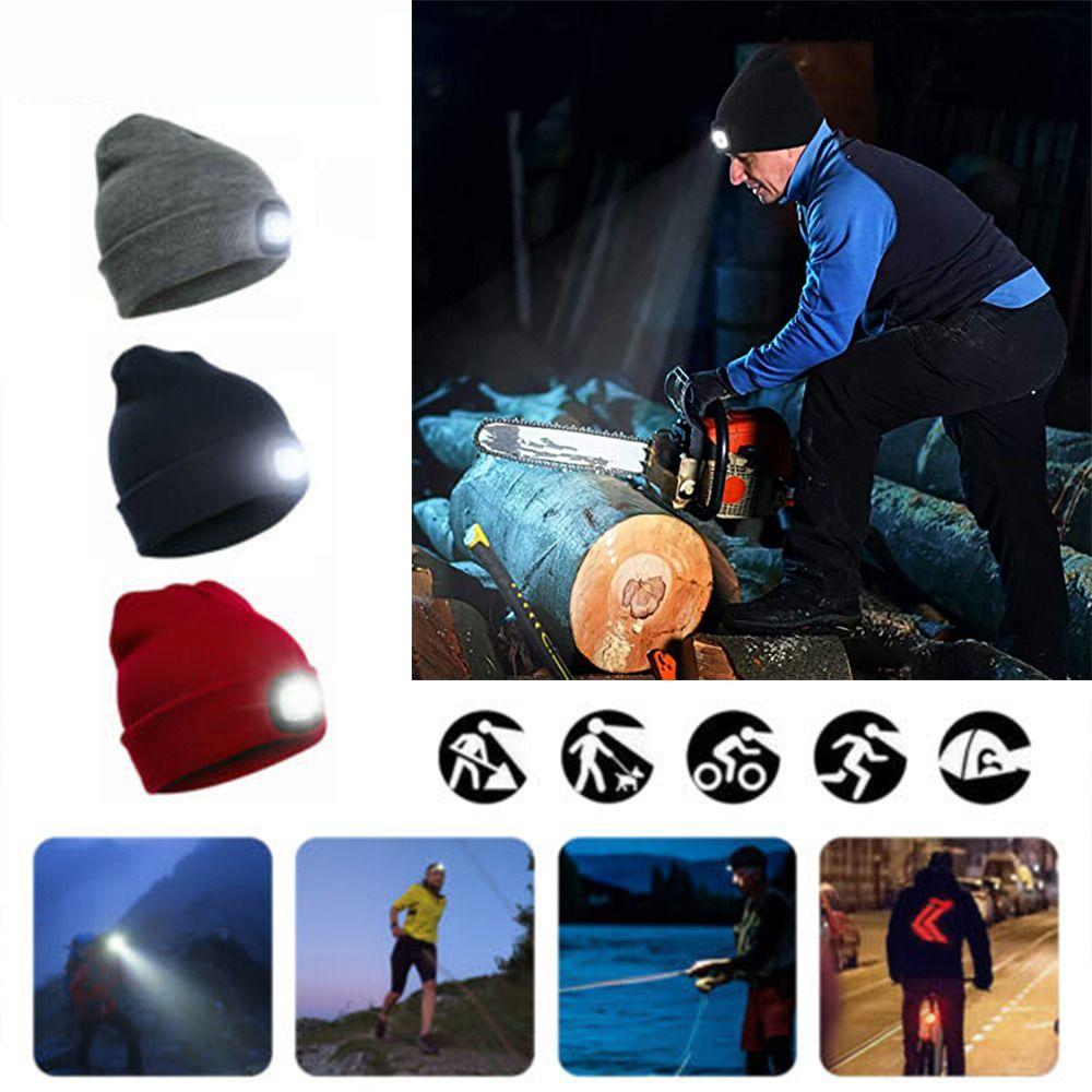 

Hot Sale Wooly Hat Headlamp LED Light Knitted Hat Beanie Cap Flashlight Torch Hat