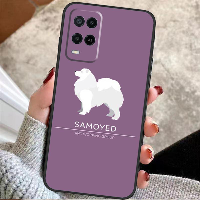 Cartoon Samoyed Dog Case For Oppo A40 A16 A76 A96 A60 A98 A58 A78 A18 A38 A80 A77 A57 A17 A74 A54 A94 A15 A5 Pro