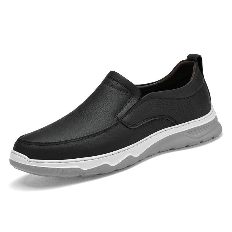 Men s Autumn New Arrival Cowhide Loafers: British & Korean Style Slip-On Dad Shoes 44