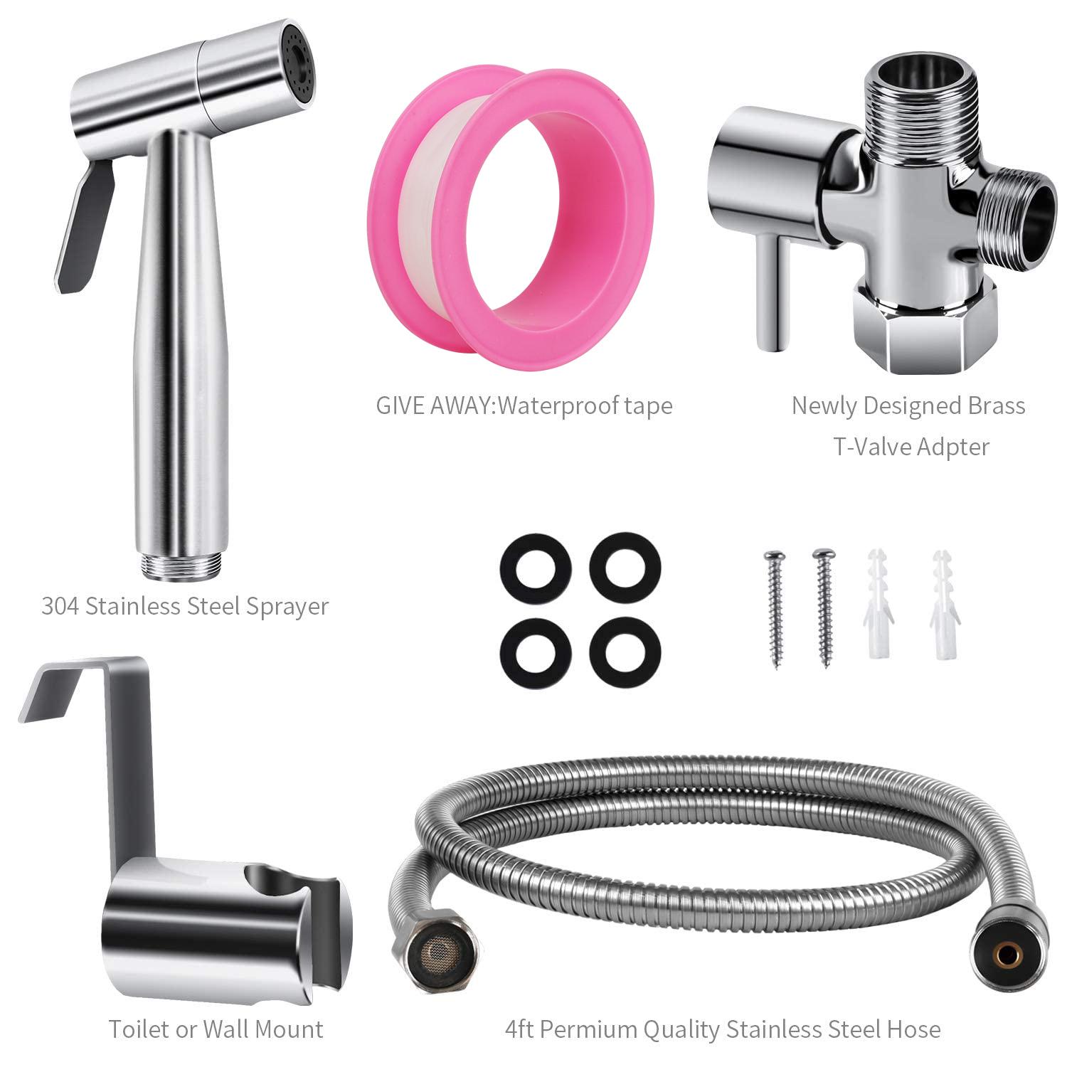 

Распылитель для биде для туалета, ручной набор из нержавеющей стали со шлангом, регулируемое давление воды, насадка для биде, душевой распылитель