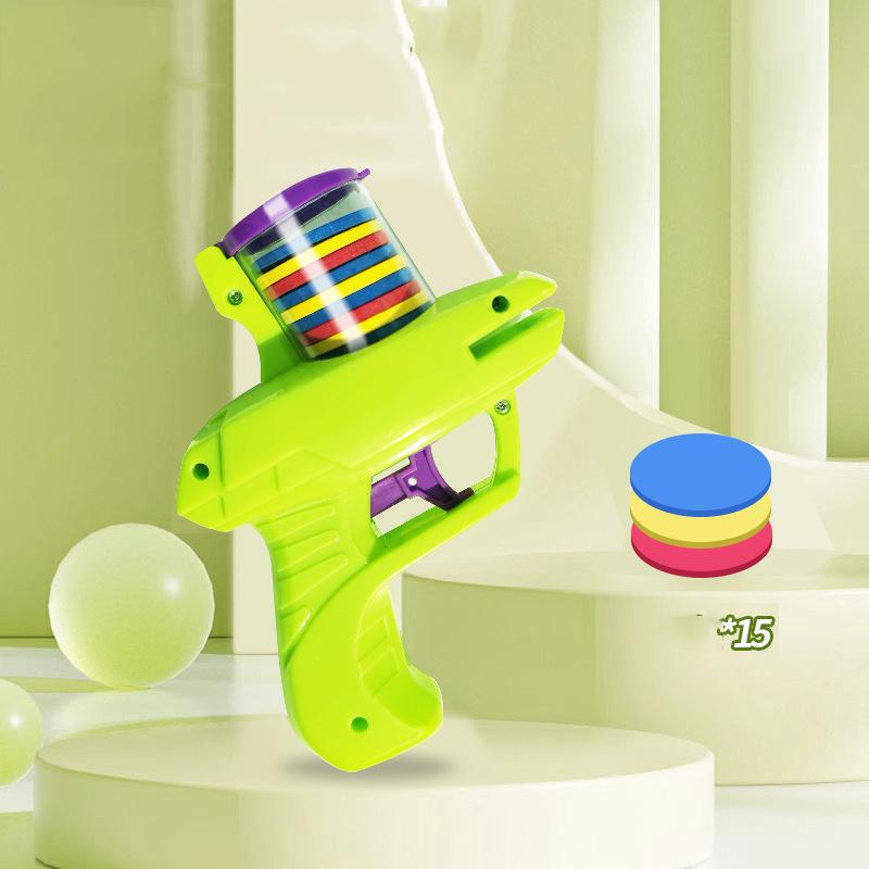 

Kids Outdoor Game Foam Disc Gun Toy Flying Disc Shooting Launcher Gun Double Parent-Child Interactive Children Toy