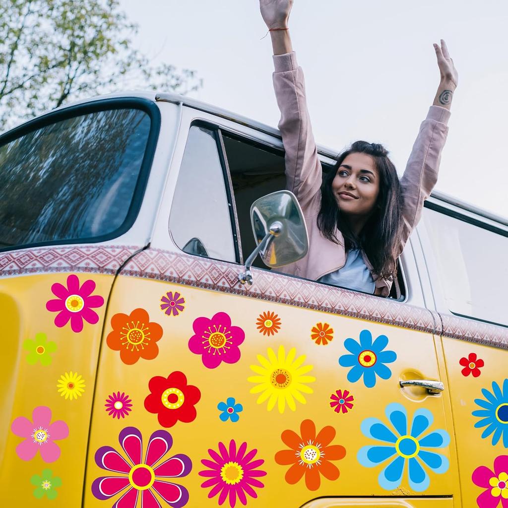 Fancy Land Daisy Stickers 180Pcs Flower Car Decals Vinyl Daisy Sticker Self Adhesive Car Labels For Truck Bumper Mirror Window Clings Decoration 12