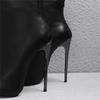 Damen kurze Stiefel mit hohen Absätzen, sexy, europäischer und amerikanischer Stil, spitz zulaufend, dünner Absatz, große, einfarbige kurze Stiefel