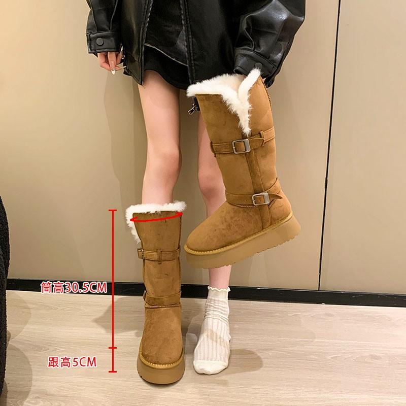 Northeast Harbin Long Tube Gray Snow Boots Women's 2025 New Winter Thick-soled Piled Thickened High Tube Cotton Shoes