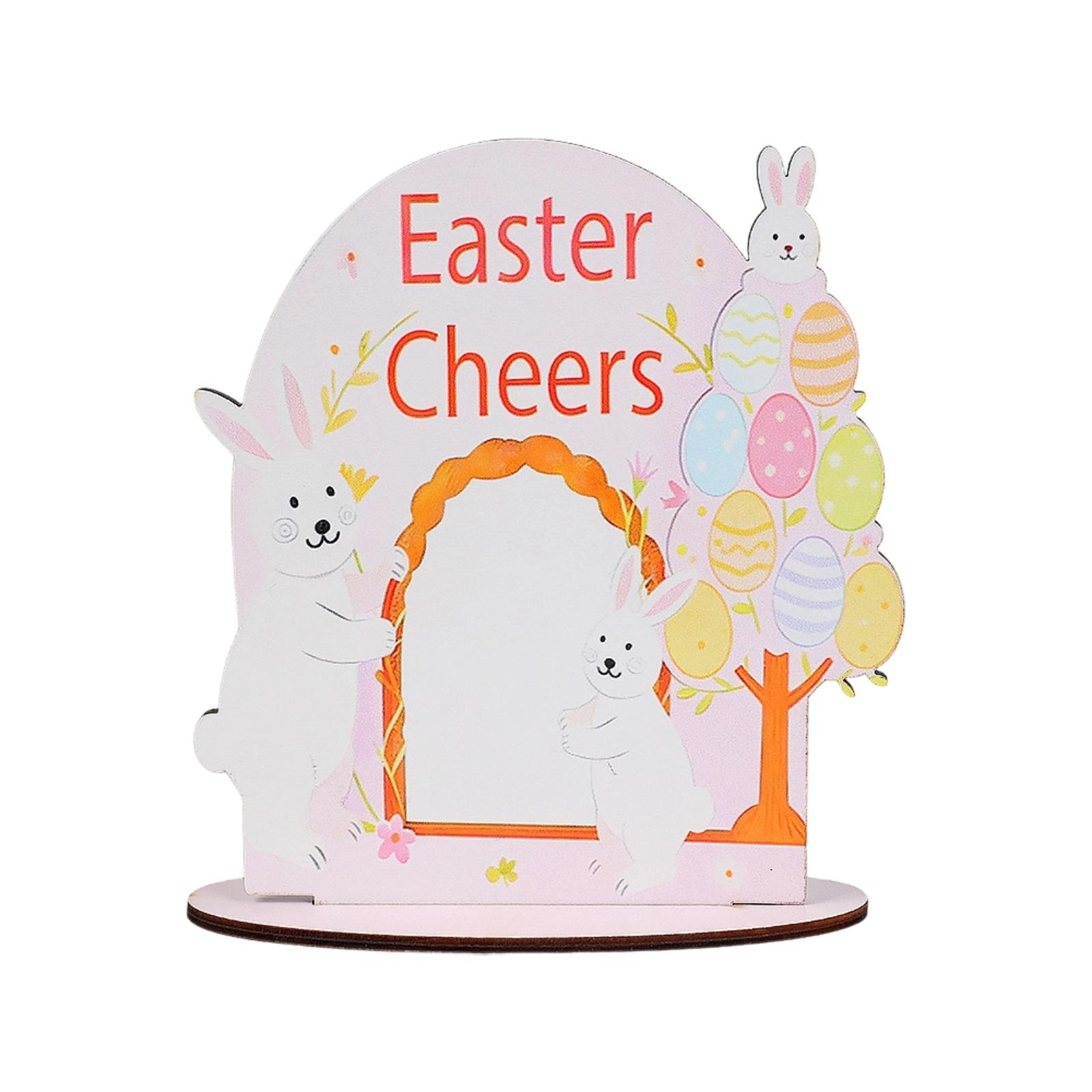 

Easter Wooden Table Sign - Cute Bunny Pattern Decorative Plaque, Spring Centerpiece & Shelf Decor For Home, Gift One Size
