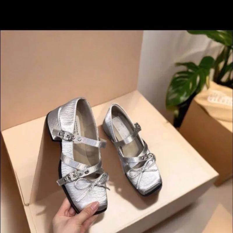 Fashion 2025 Fashion Women's Mary Jane High Heels Square Toe Buckle Strap Bow Tie Chunky Heels Pumps Shallow Hot Sale Daily Brand Dress