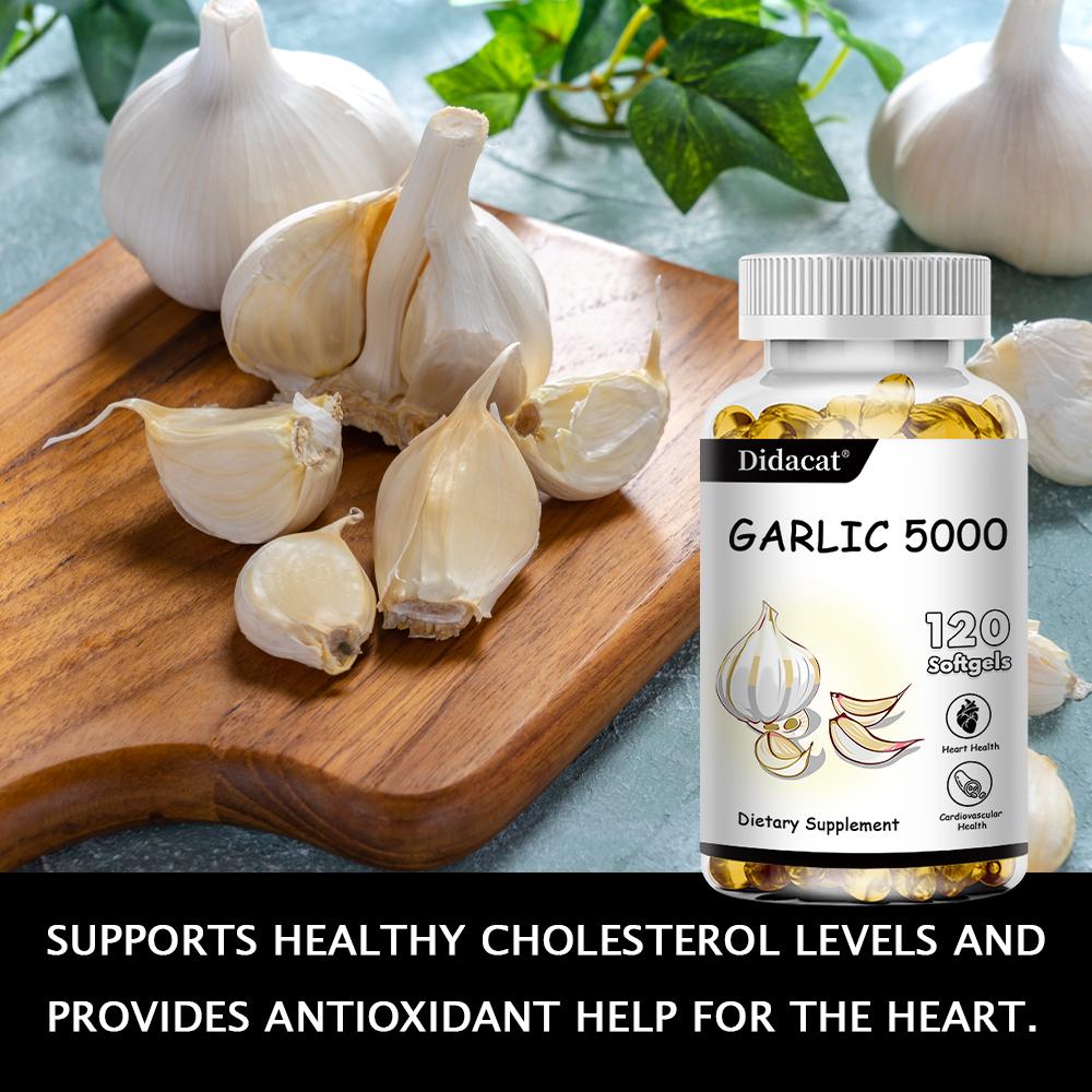 Odorless Garlic Extract 5000 mg Cholesterol & Antioxidant Supplement 120 Capsules