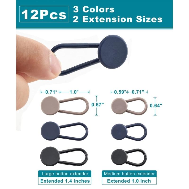 12pcs Pants Waist Button Extenders for Jeans Women Men Pants Waist Extenders Waist Extension Flexible Waistband Expander