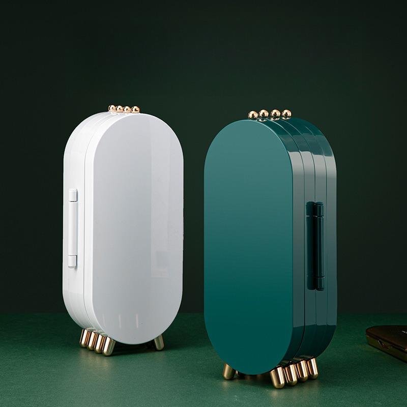 Foldable Mirror Jewelry Storage Rack, Portable Desktop Storage, Upright Display Rack, Beautiful and Tidy