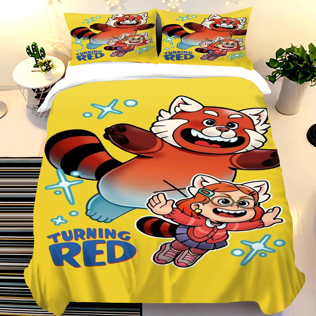 Pixar Red Panda Bedding Sets Duvet Cover Set King Size Children'S 3-Piece Set 1 Quilt Cover 100% Polyester Home Comforter