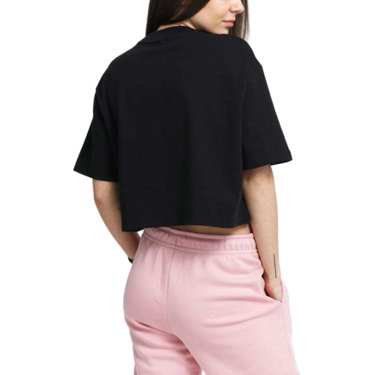 Nike Womens Contrast Color Logo Print Solid Short Sleeve Sports T-Shirt Women Tops Black CJ3758-011