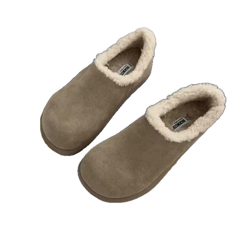 Retro velvet small potato snow boots women's 2025 winter new one-pedal platform Boken shoes fluffy cotton shoes