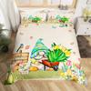 Purple Lavender Dwarf Duvet Cover King Queen Kawaii Cartoon Gnome Bedding Set Spring Flowers Comforter Cover Floral Quilt Cover