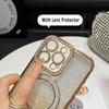 Plating Glitter Bling Diamond Camera Lens Protector Bumper Phone Case For iPhone 17 Air 16 15 14 Pro Max Samsung S25 S24 S23 Magnetic Protective Cover