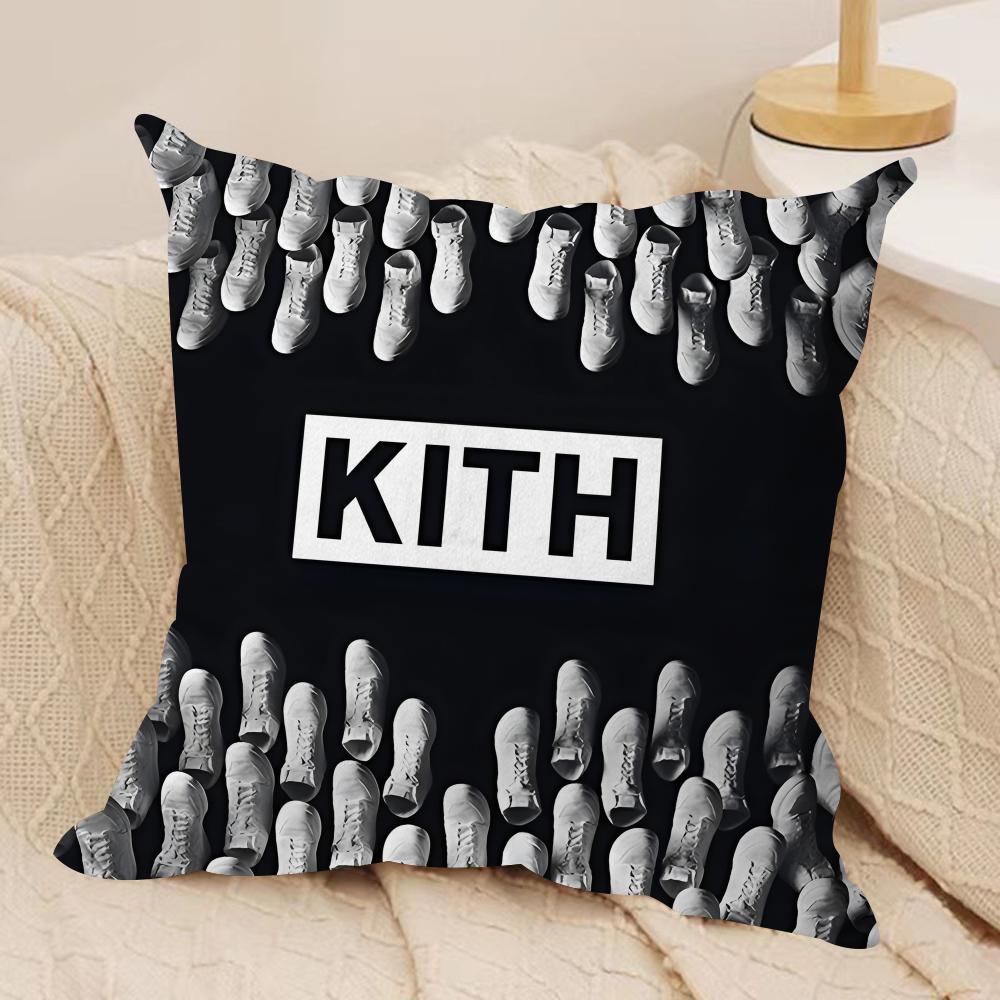Classic Logo KKITH Cushion Cover Short Plush Doublesided Print Square Throw Pillow Covers Sofa Home Cushion Decor