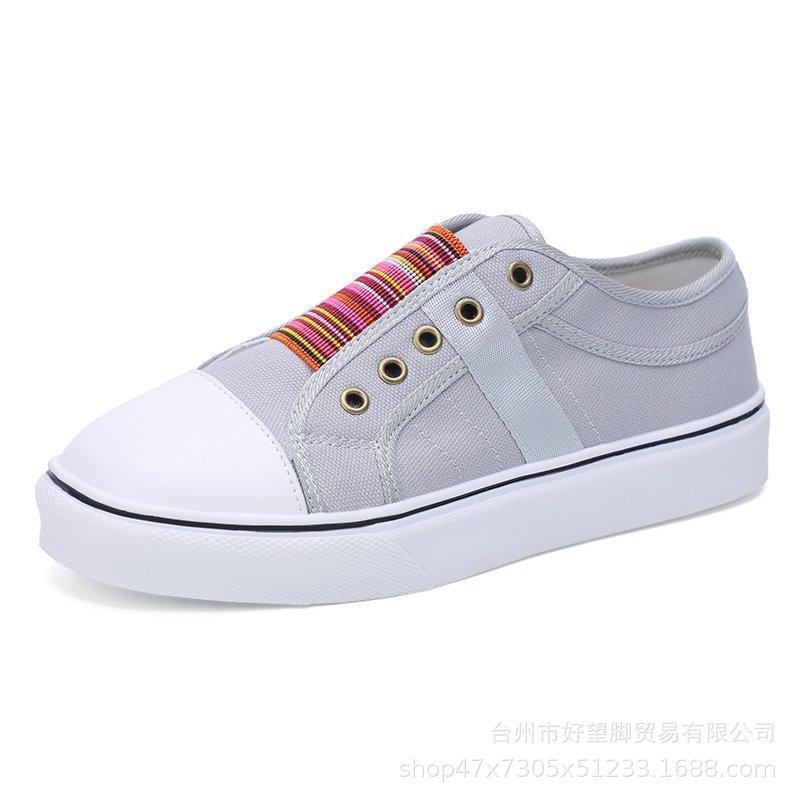 New Round Head Color Elastic Single Shoes Women's Flat-soled Large-size Women's Shoes