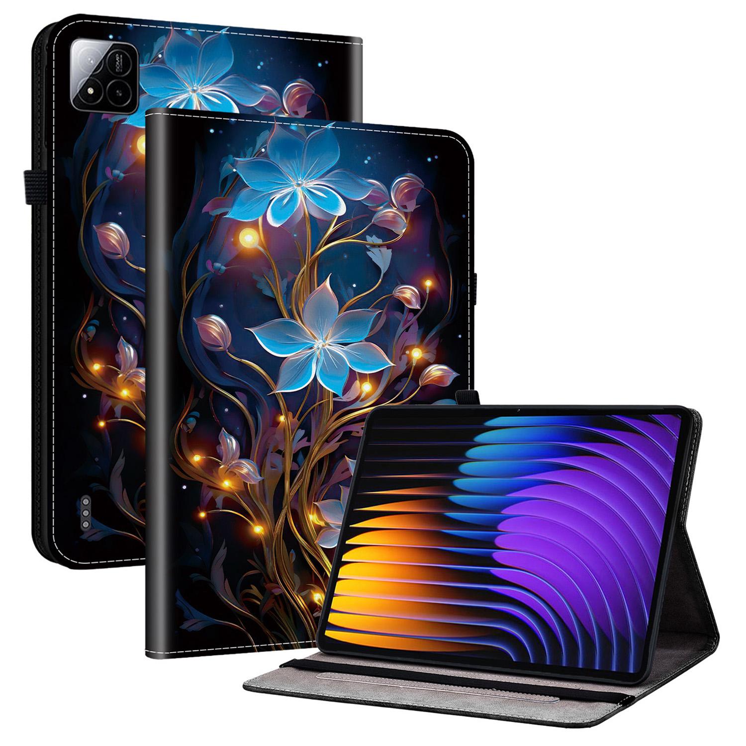 

For Xiaomi Poco Pad X1/Pad 8 Pro/Pad 8/Pad 7 Pro/Pad 7 Leather Case Pattern Printed Stand Tablet Cover with Card Slots D