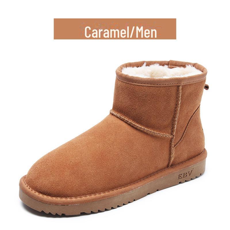 

Мужские зимние ботинки из натуральной кожи 2024 года с плюшевой подкладкой — теплая, нескользящая обувь для активного отдыха 43