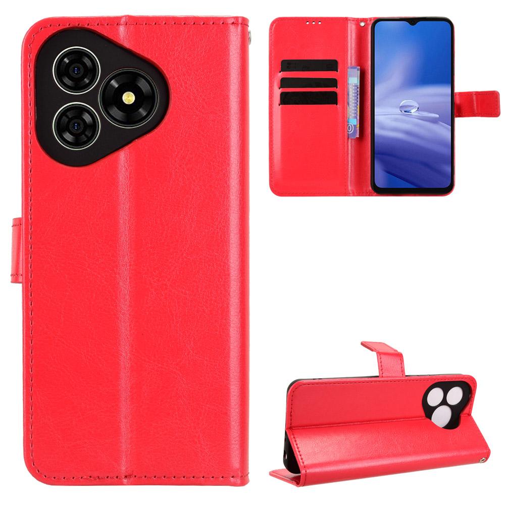 For Ulefone Note 19 PU Leather Case with Strap Crazy Horse Texture Phone Wallet Cover