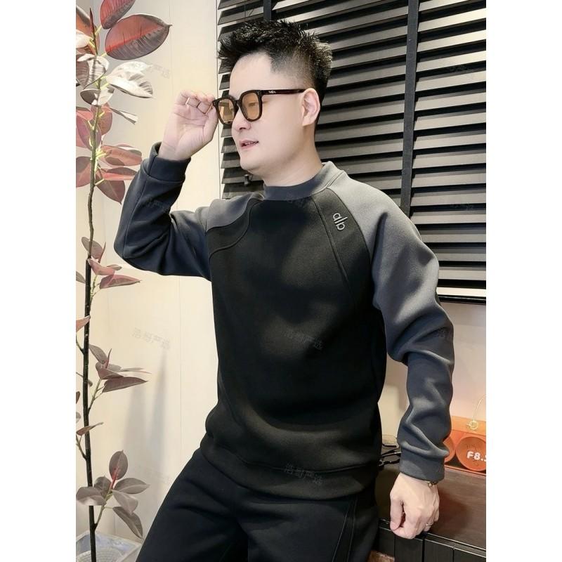Mens Color Block Sweatshirt Casual Loose Fit Round Neck Long Sleeve Pullover Daily Wear