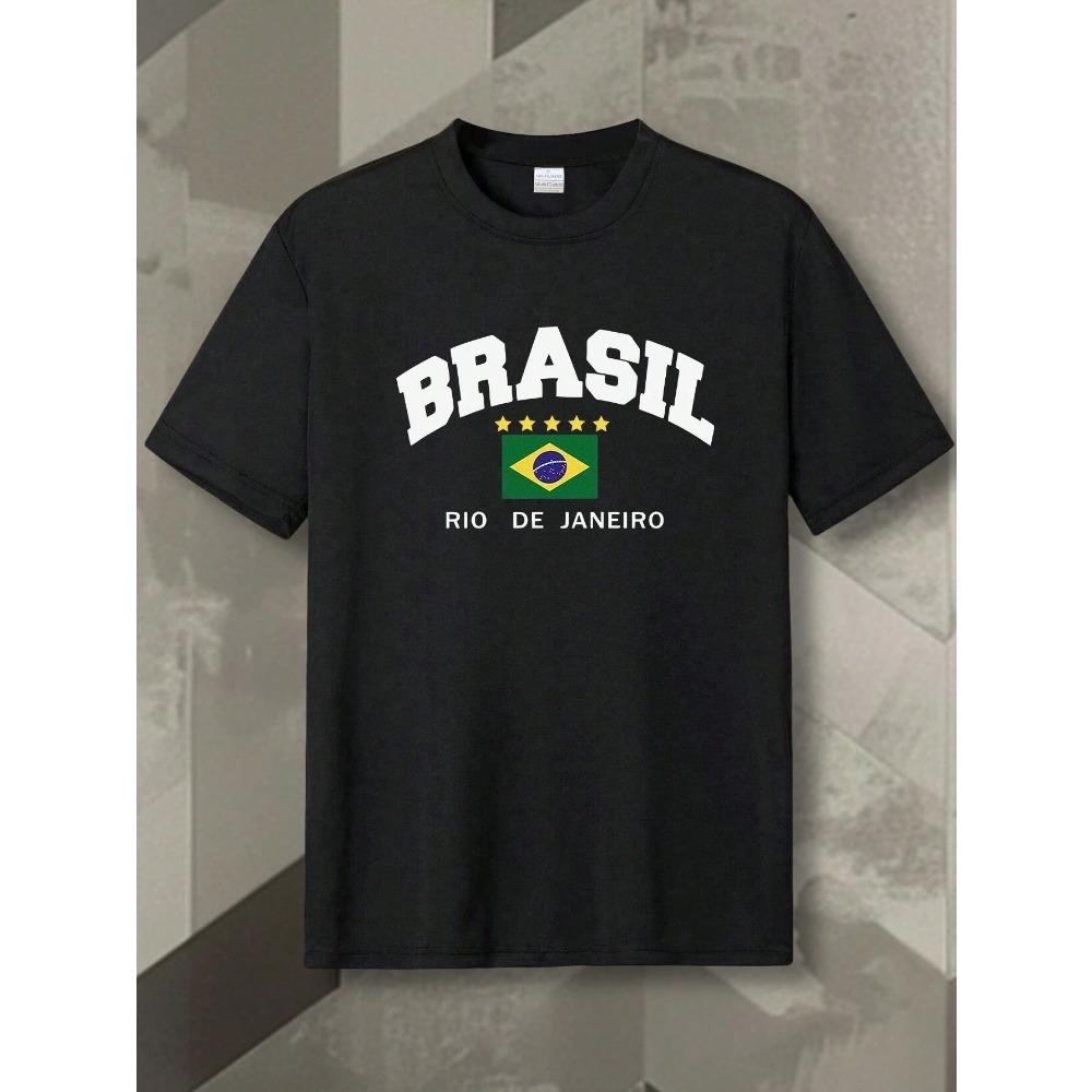 Fitness Men's Flags and Letters Graphics Raglan Sleeves Sports Workout Top Basic Print Cotton  Men High Quality Casual T-Shirt