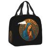 Custom Our Lady Of Perpetual Help Thermal Insulated Lunch Bags Women Catholic Virgin Mary Resuable Lunch Tote Storage Food Box