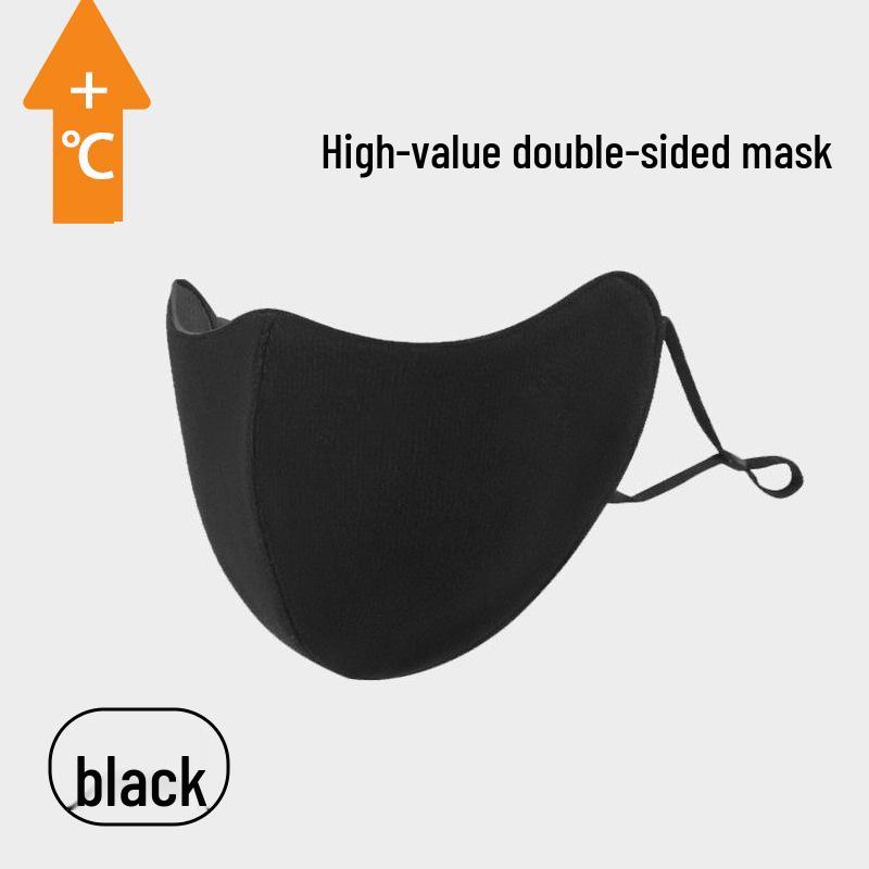 Двусторонняя маска из австралийского флиса: Женская дышащая, утолщенная, приятная для кожи для осенне-зимнего катания на лыжах и езды на велосипеде чёрный