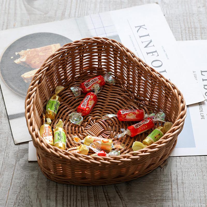 Heart-shaped Faux Rattan Woven Fruit Basket