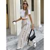 Fashion Womens Casual Leopard Print High Waist Trousers Pants Capris