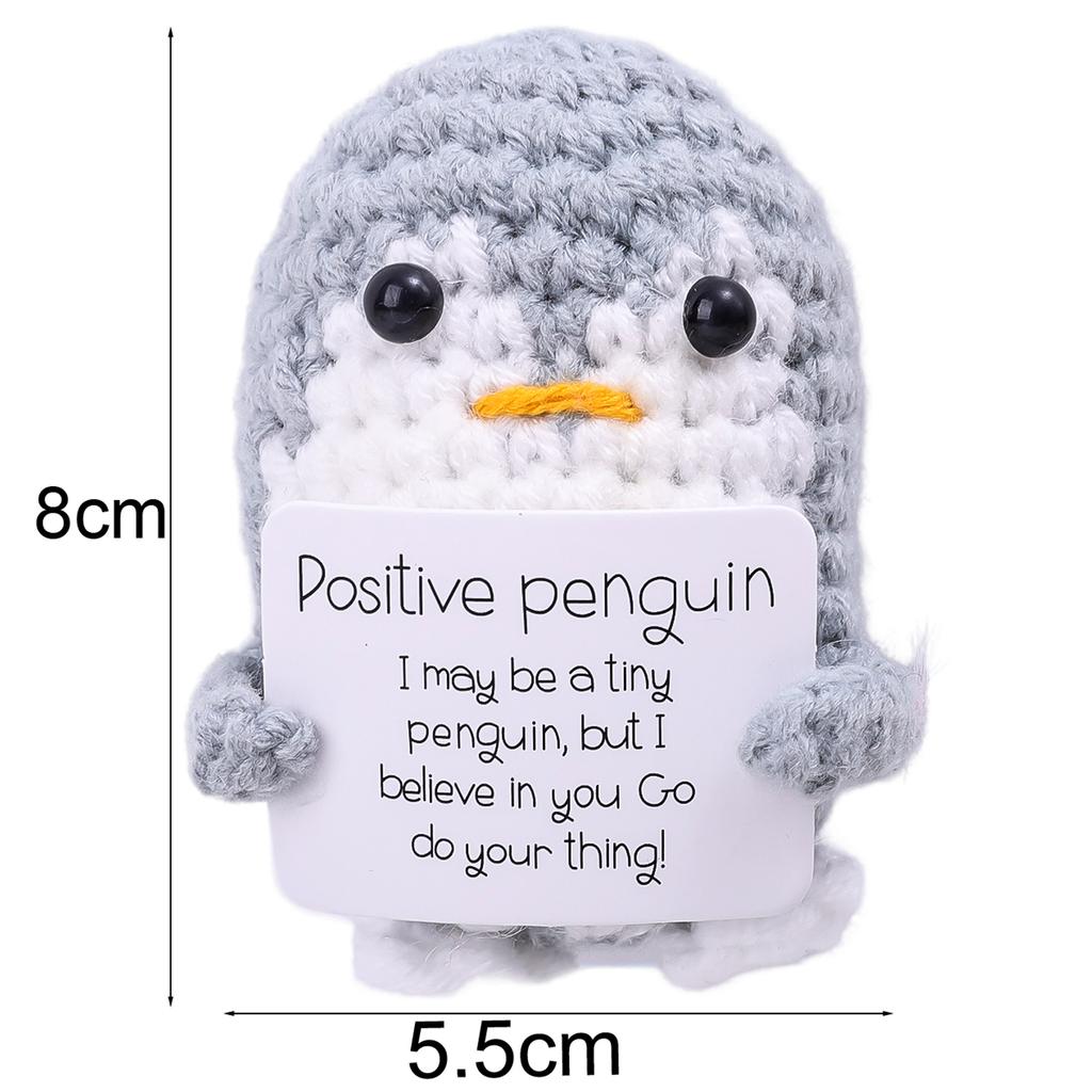 10/1x Positive Energy Penguin Hug Pocket Mini Handmade Plush Wool Knitting Potato Doll with Card Party Christams Festival Gifts