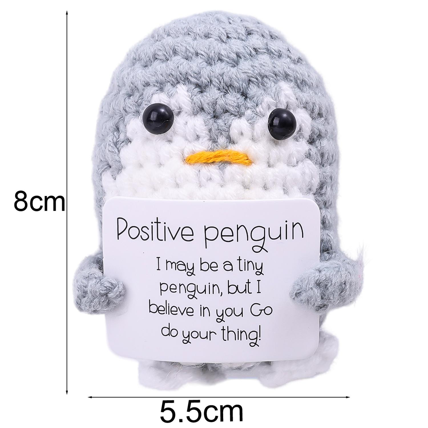 

10/1x Positive Energy Penguin Hug Pocket Mini Handmade Plush Wool Knitting Potato Doll with Card Party Christams Festival Gifts 1PC сірий колір