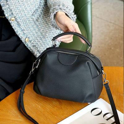 Malá kulatá taška z pravé kůže Prémiová taška na dotek Dámská podzimní/zimní Ruční taška přes rameno Crossbody taška