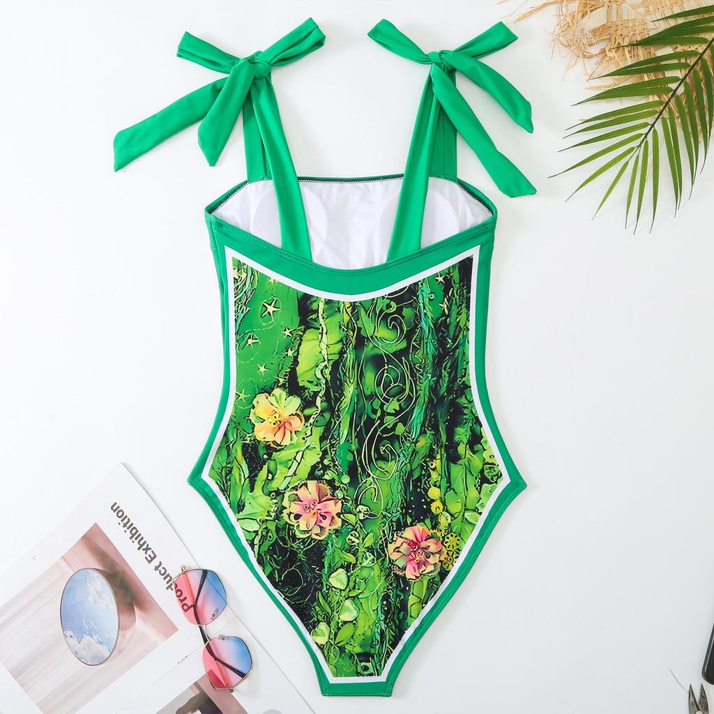 2025 Retro European & American One-Piece Swimsuit with Chiffon Skirt - Conservative & Sexy Design for Women