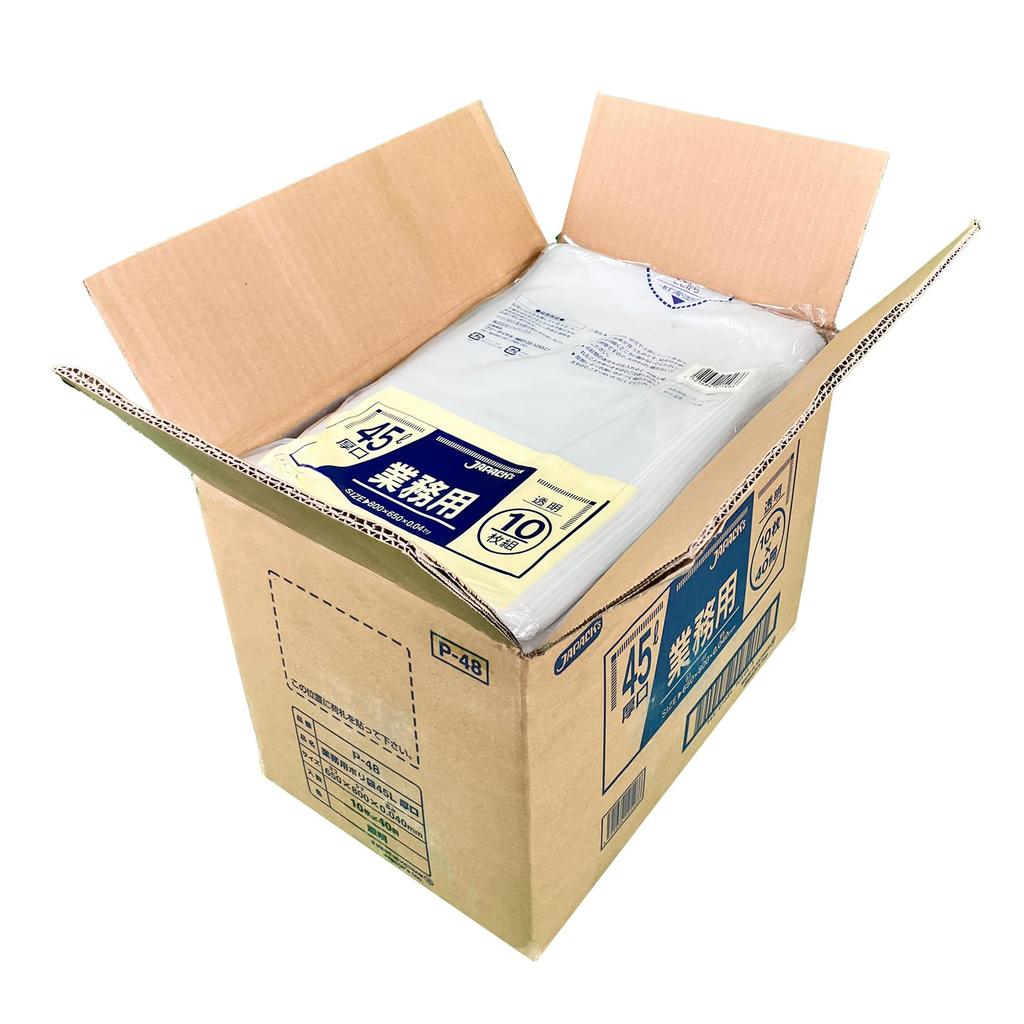 Japax Søppelsekk 45L Tykkelse 10 ark x 40 bøker Slitesterk og fleksibel polybag (Gjennomsiktig) 0,040 mm (400 ark) P-48 (tykk munn)