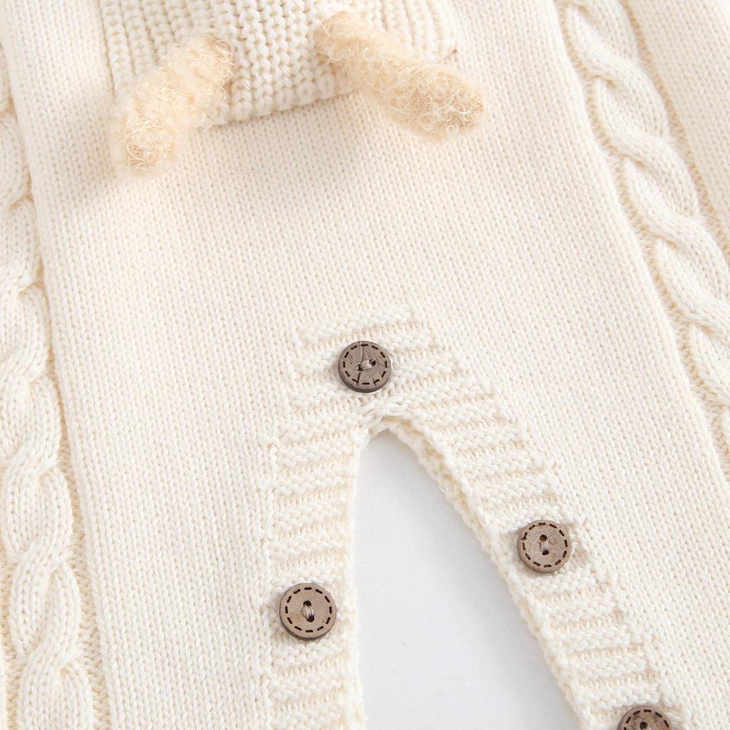 Unisex bawełniane śpioszki z dzianiny z misiem dla noworodka na wiosnę i jesień - Super uroczy design